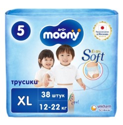 Трусики детские, Moony (Муни) 12-22 кг р. XL (5) №38 универсальные